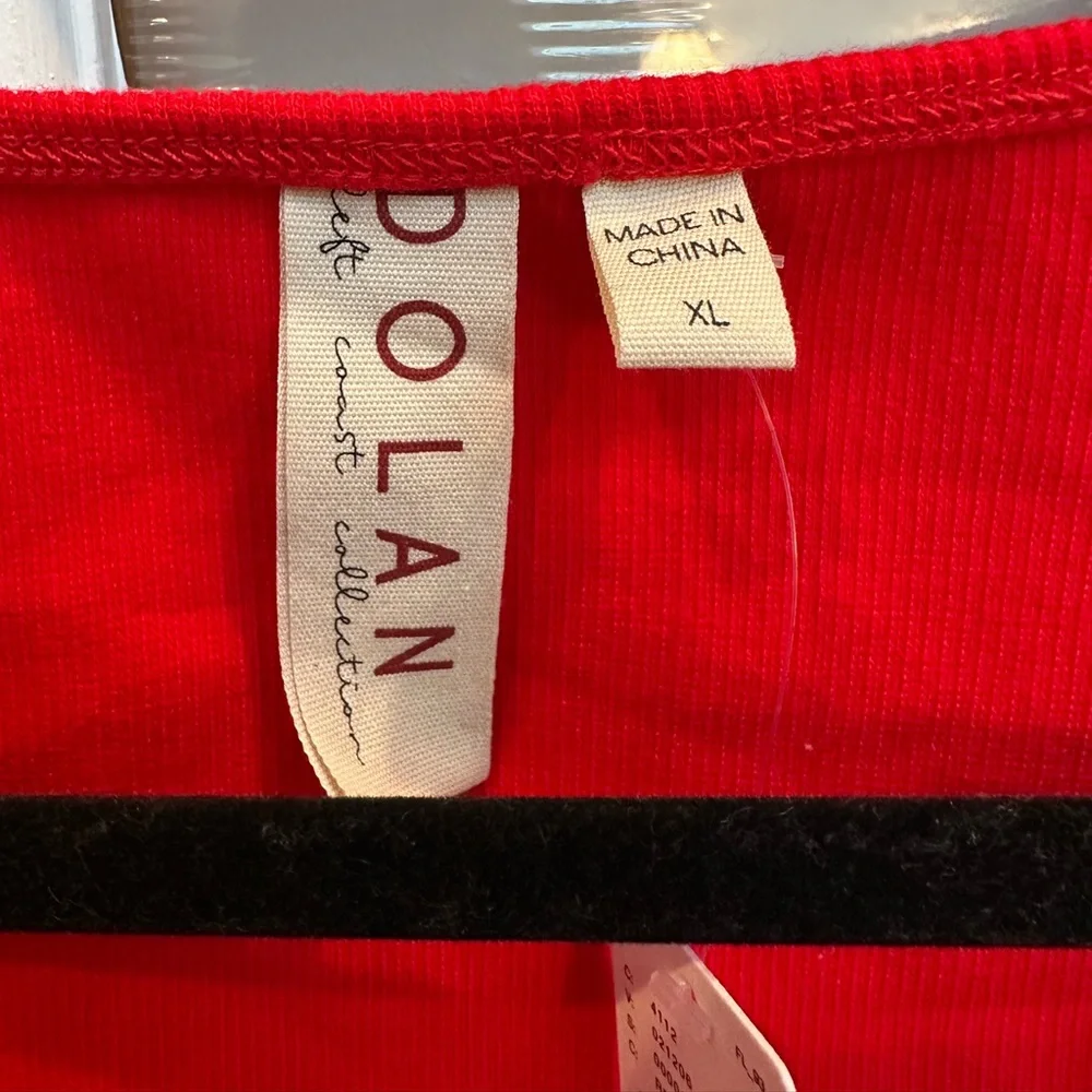 Anthropologie DOLAN Left Coast Tulle Sleeve Tank Top Blouse Red Chic Size XL - Picture 6 of 11